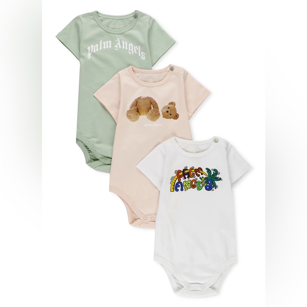 Palm Angels Baby Logo Printed Pack Of Three Bodysuit